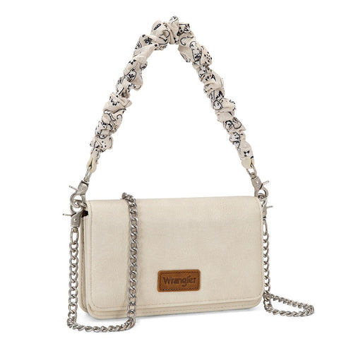 Wrangler Dual Strap Bandana Ruched Flap Crossbody Wallet Bag