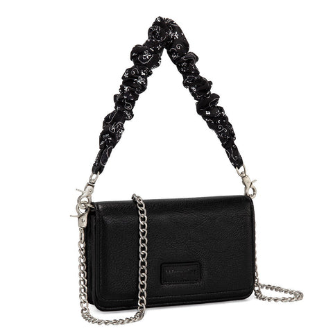 Wrangler Dual Strap Bandana Ruched Flap Crossbody Wallet Bag