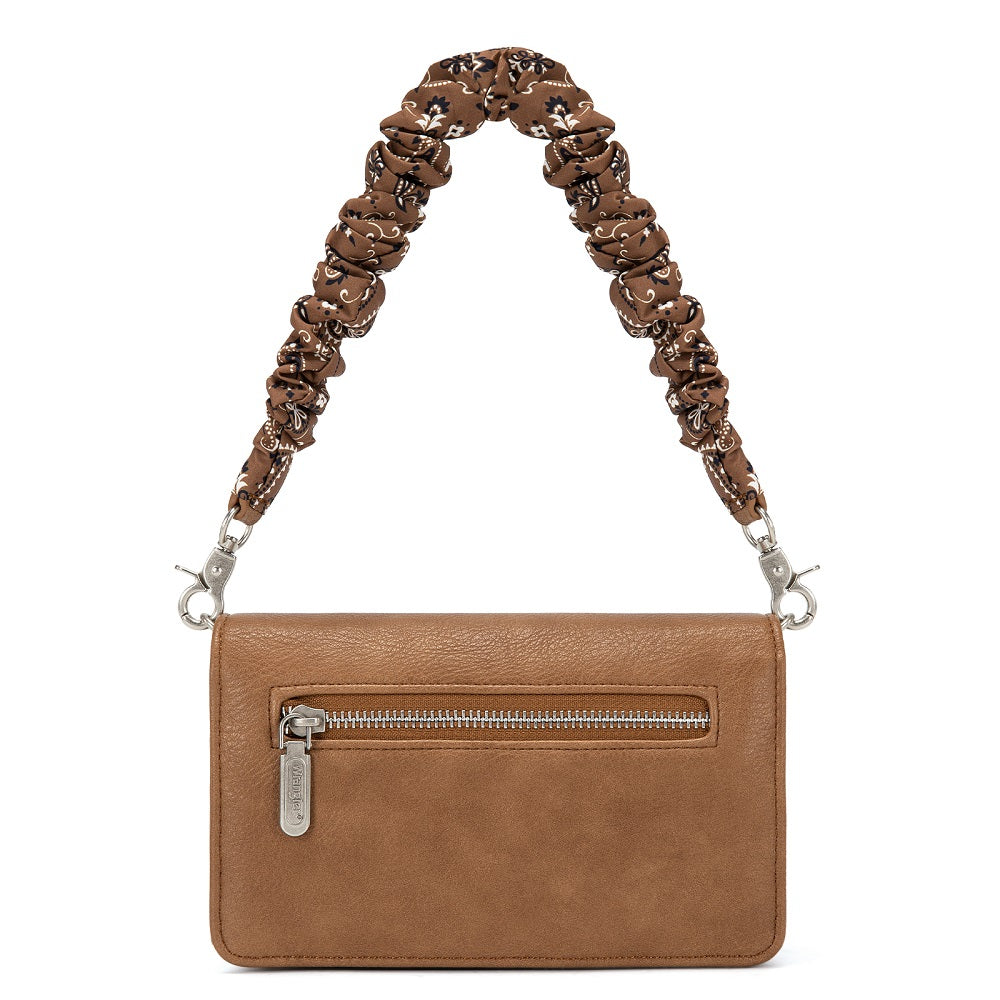 Wrangler Dual Strap Bandana Ruched Flap Crossbody Wallet Bag
