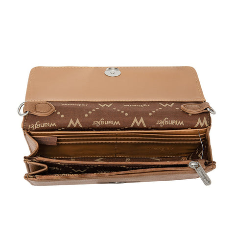 Wrangler Dual Strap Bandana Ruched Flap Crossbody Wallet Bag