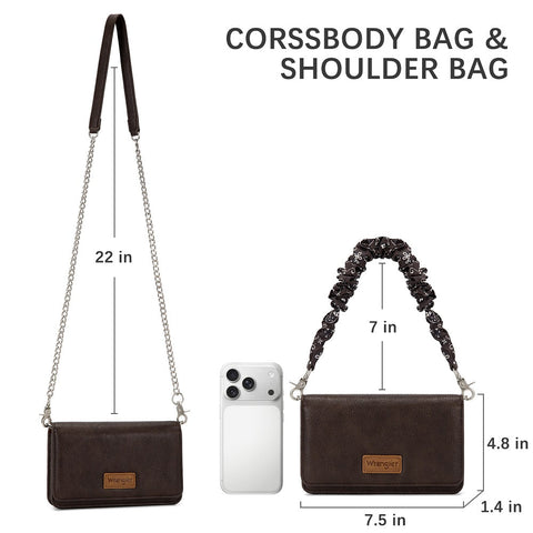 Wrangler Dual Strap Bandana Ruched Flap Crossbody Wallet Bag