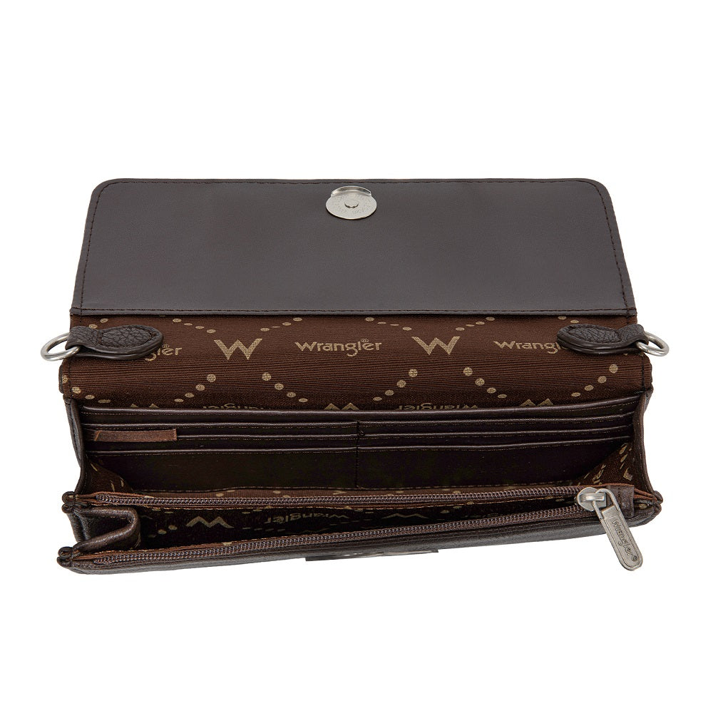 Wrangler Dual Strap Bandana Ruched Flap Crossbody Wallet Bag