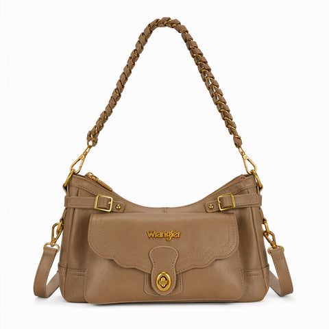 Wrangler Burgundy Shoulder Bag with Chain Strap & Turn-Lock Front Pocket