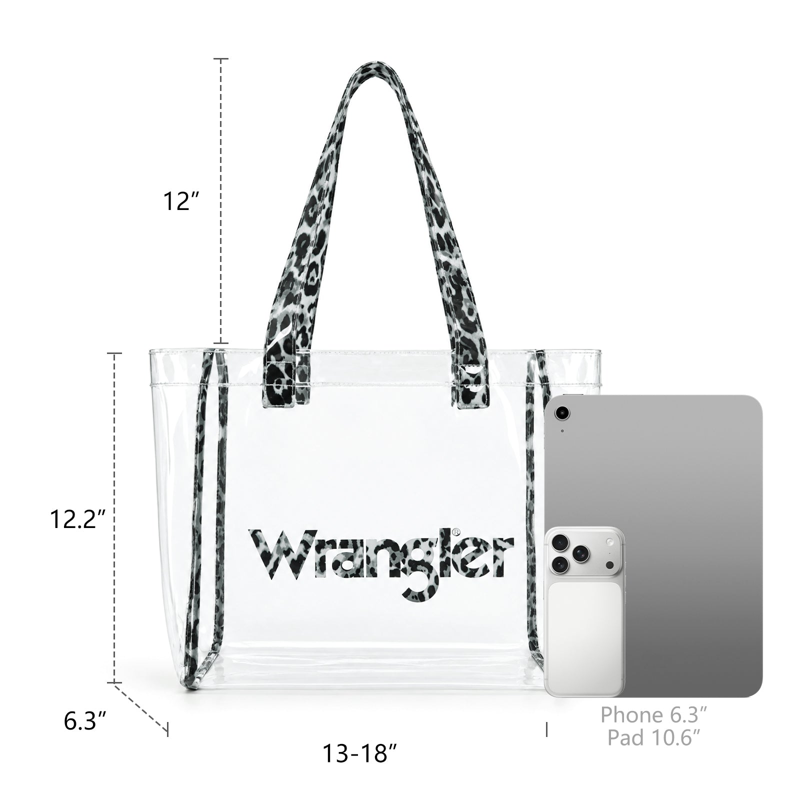 Wrangler Leopard Print Tote Set with Clear Outer Bag