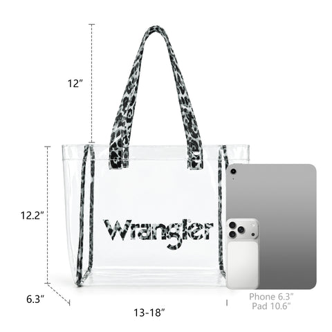 Wrangler Leopard Print Tote Set with Clear Outer Bag