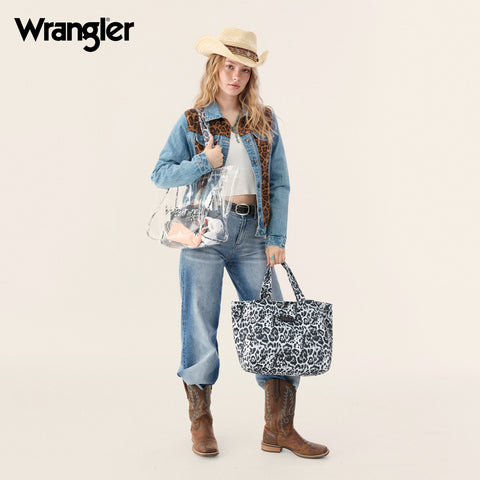 Wrangler Leopard Print Tote Set with Clear Outer Bag