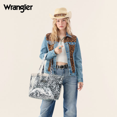 Wrangler Leopard Print Tote Set with Clear Outer Bag