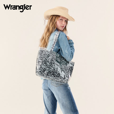Wrangler Leopard Print Tote Set with Clear Outer Bag