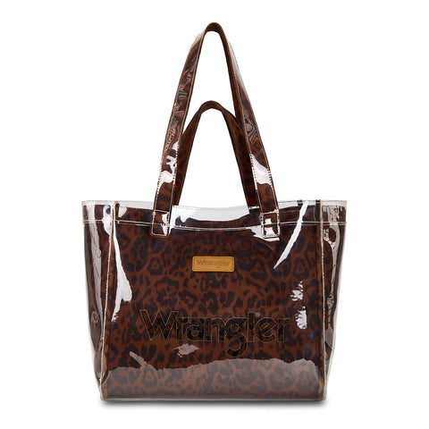 Wrangler Leopard Print Tote Set with Clear Outer Bag