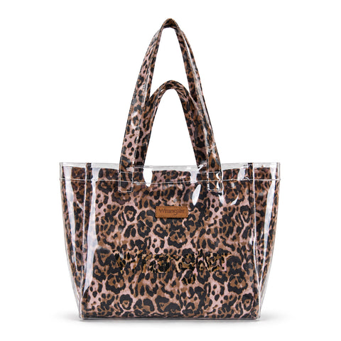 Wrangler Leopard Print Tote Set with Clear Outer Bag