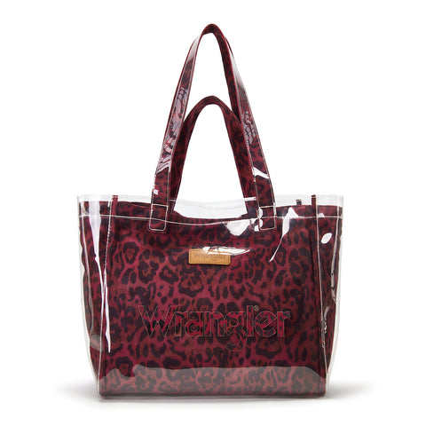 Wrangler Leopard Print Tote Set with Clear Outer Bag