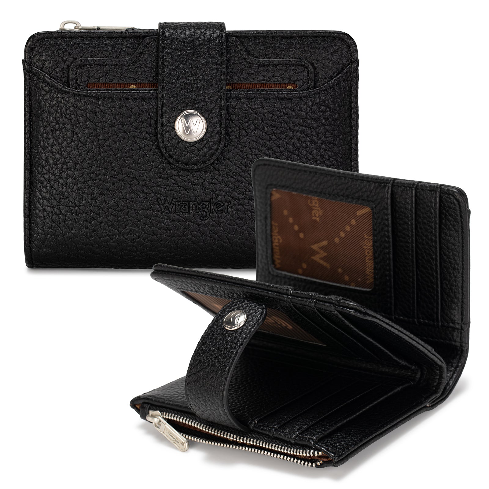 Wrangler Compact Wallet with Snap Tab & Zip Compartment