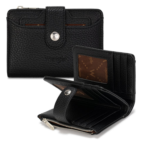 Wrangler Compact Wallet with Snap Tab & Zip Compartment