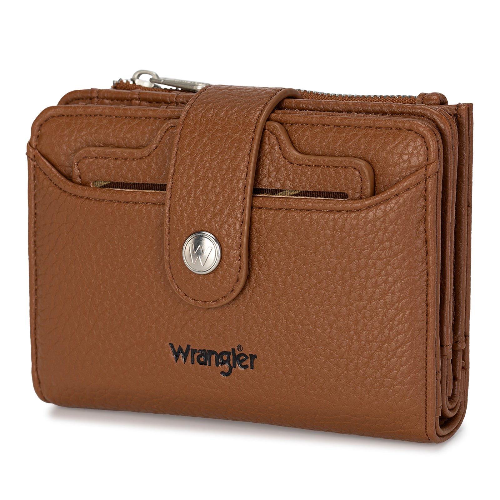 Wrangler Compact Wallet with Snap Tab & Zip Compartment