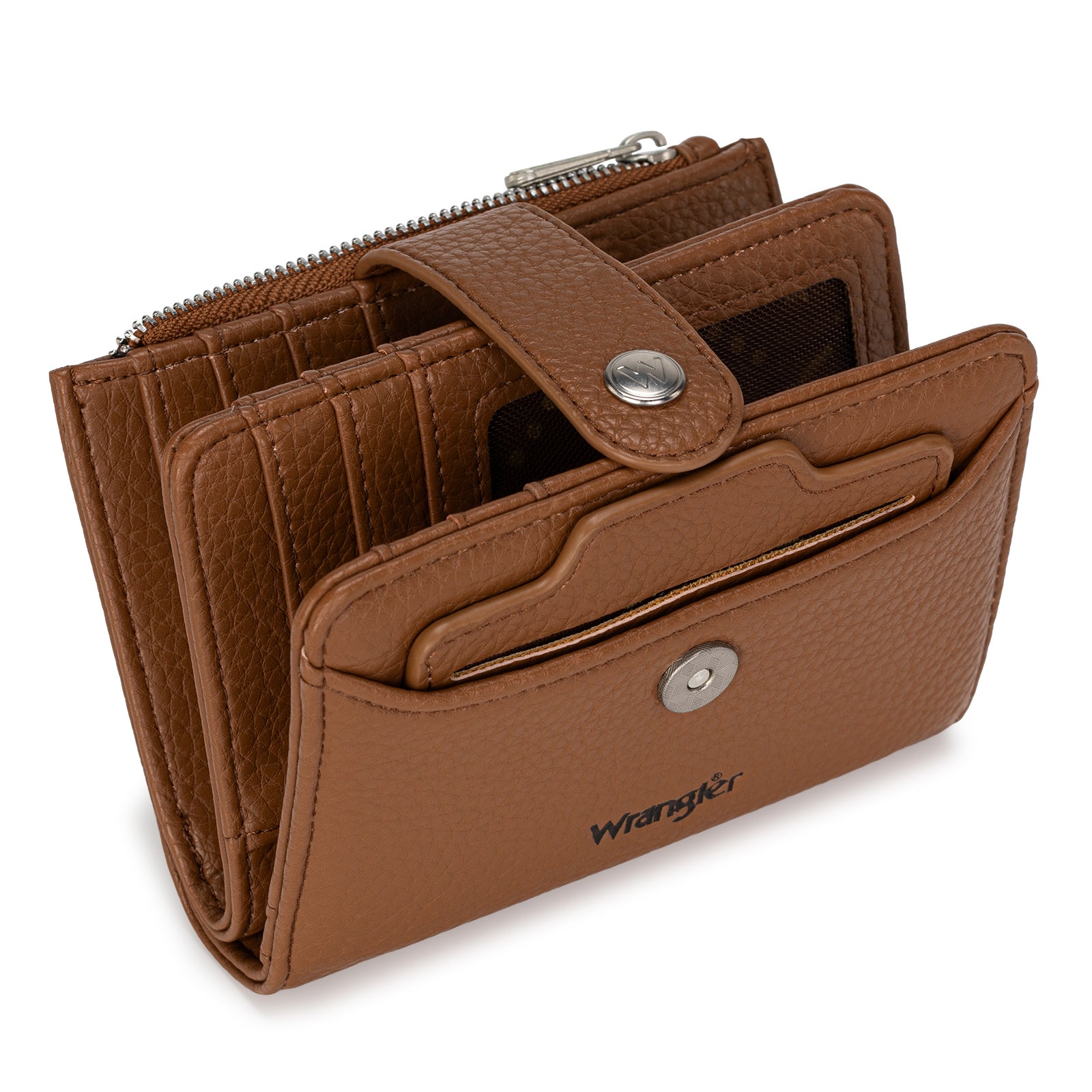 Wrangler Compact Wallet with Snap Tab & Zip Compartment