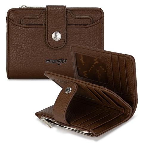 Wrangler Compact Wallet with Snap Tab & Zip Compartment