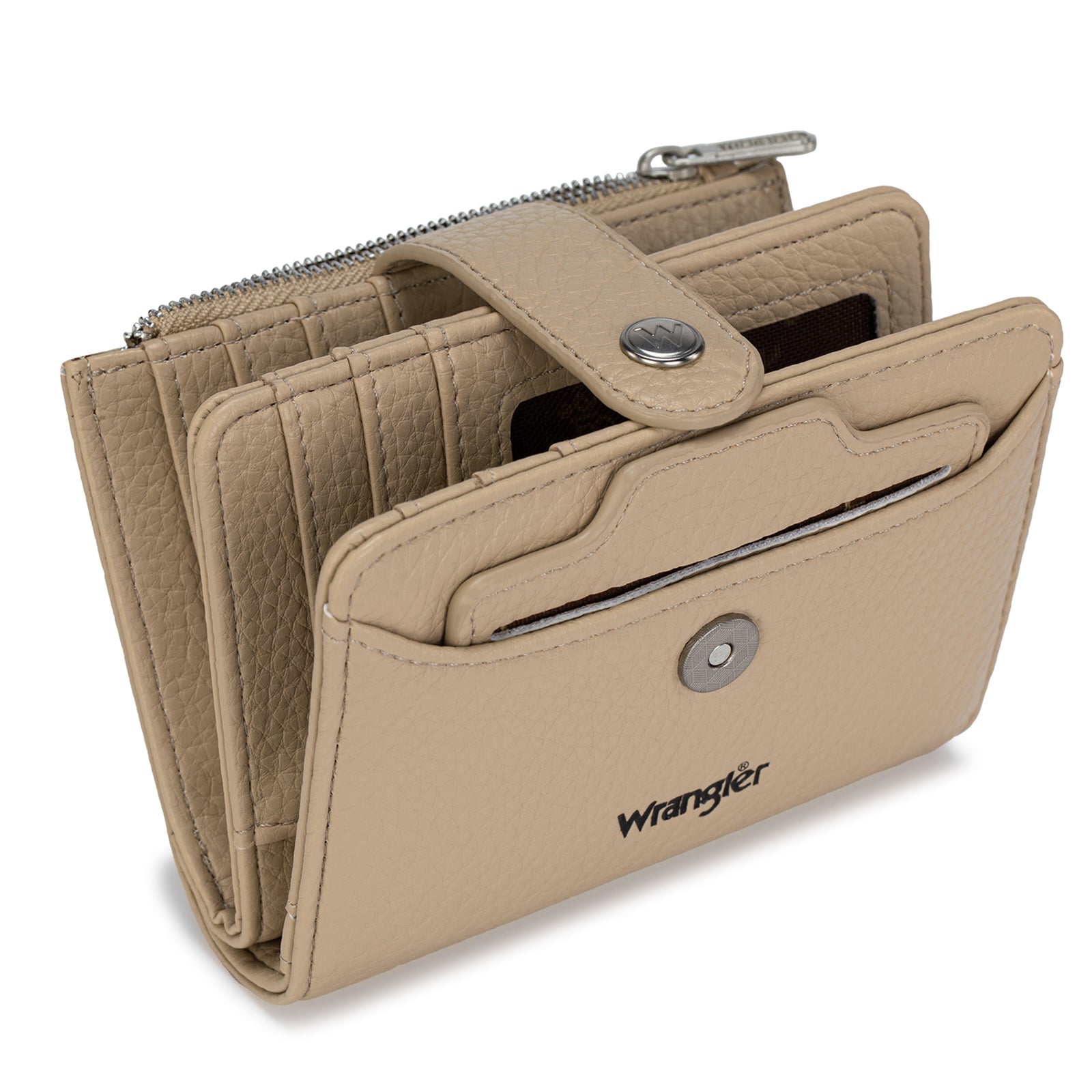 Wrangler Compact Wallet with Snap Tab & Zip Compartment
