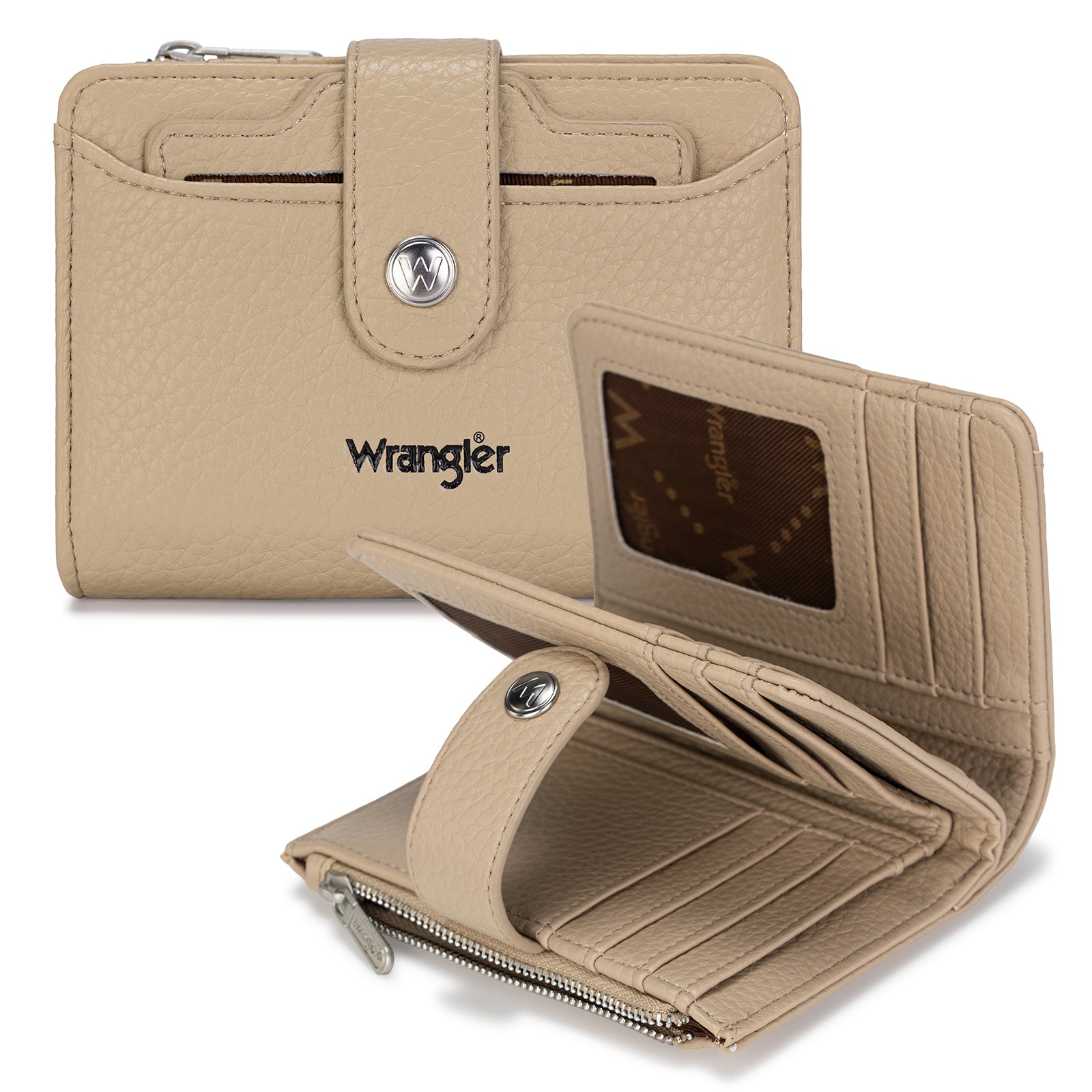 Wrangler Compact Wallet with Snap Tab & Zip Compartment