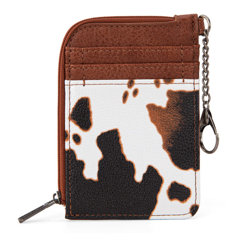 Wrangler Cow Print Mini Zip Card Case