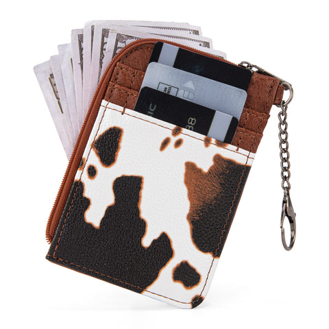 Wrangler Cow Print Mini Zip Card Case