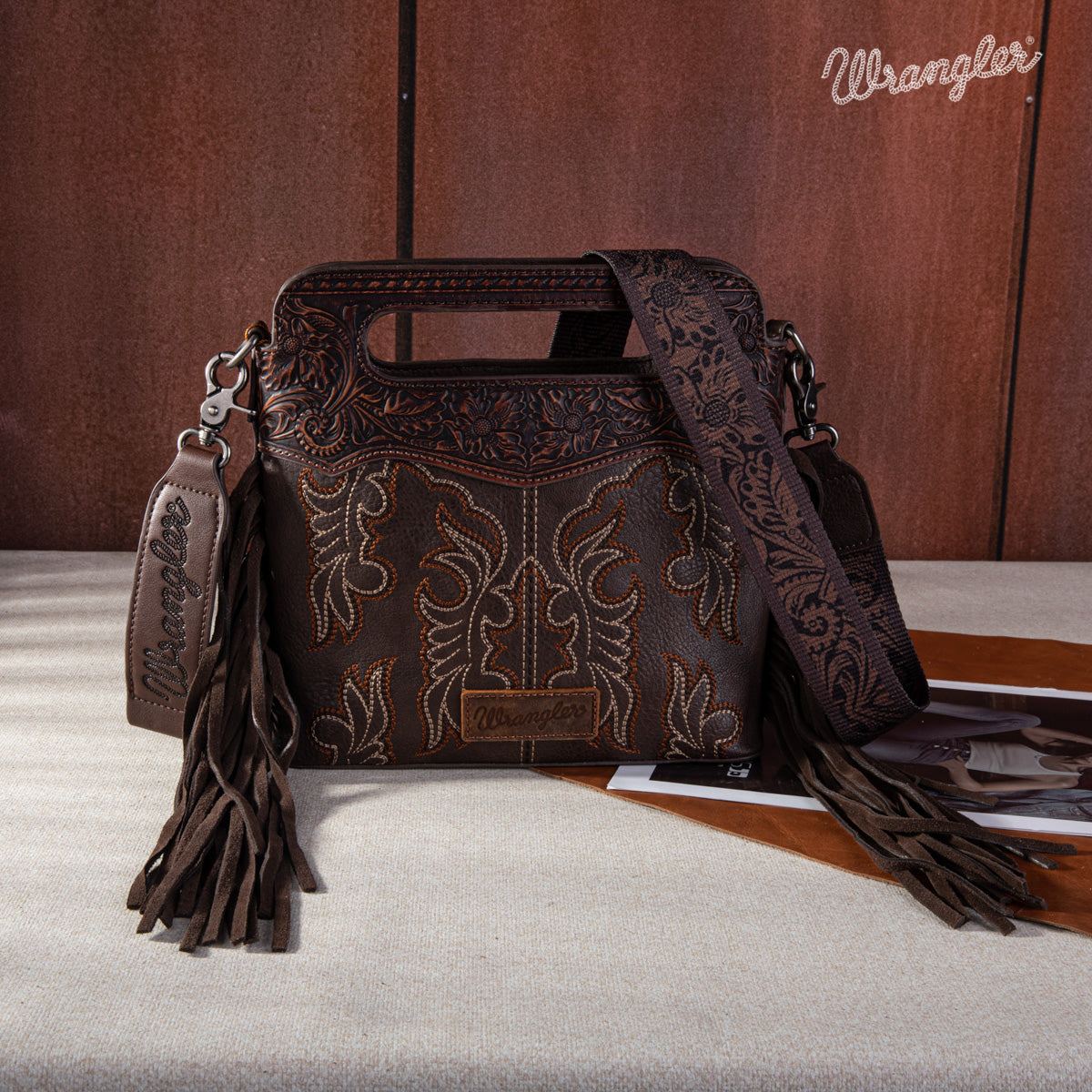 Wrangler Tooled Fringe Crossbody Bag Set