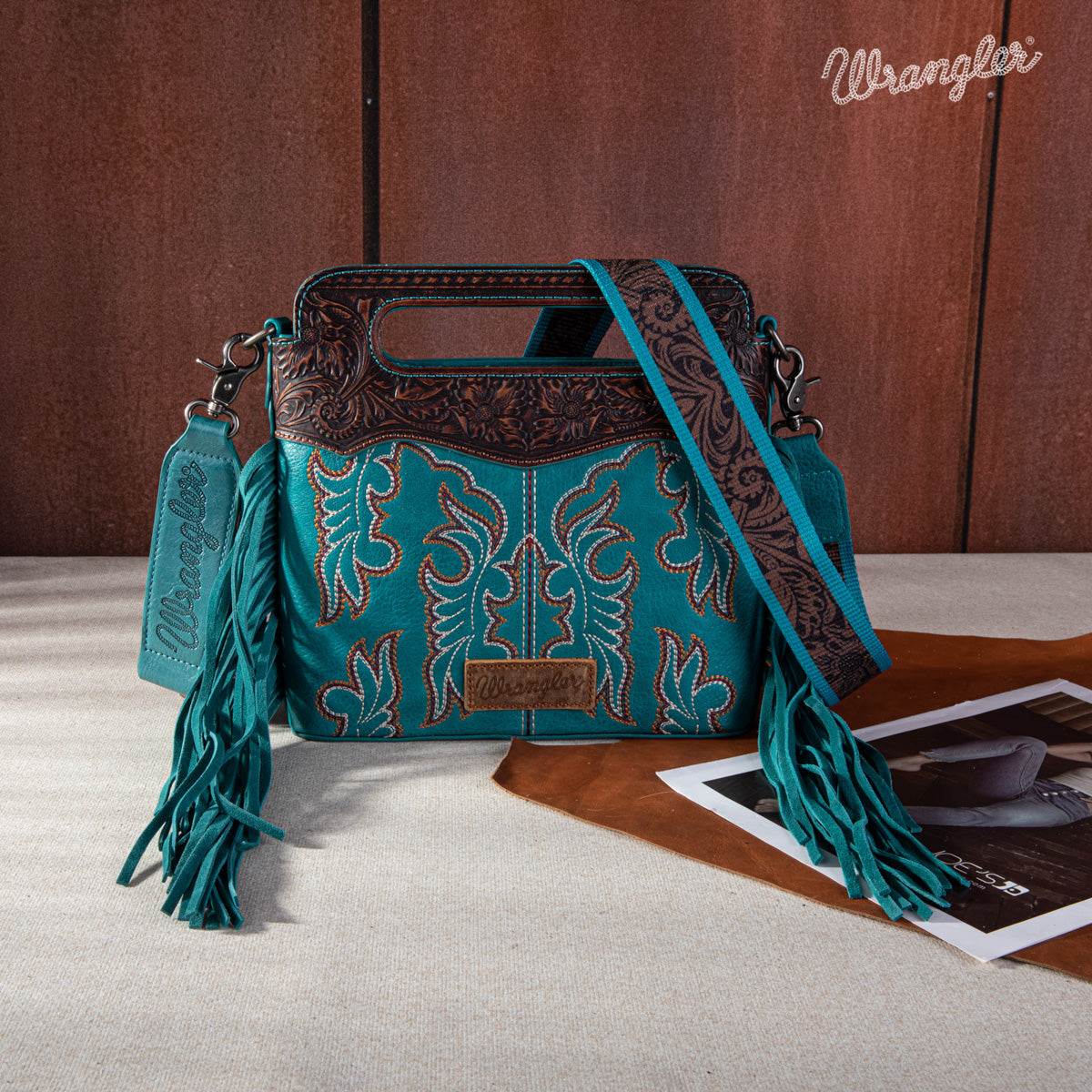 Wrangler Tooled Fringe Crossbody Bag Set