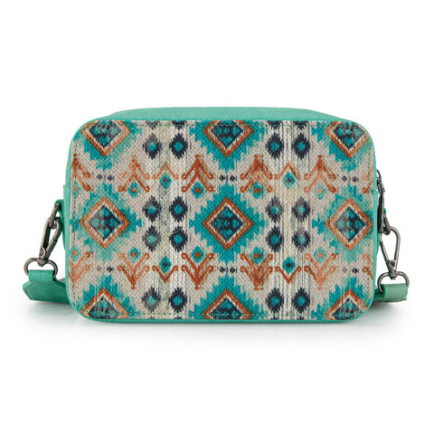 Wrangler Southwestern Pattern Dual Sided Print Crossbody Purse With Wallet Compartment