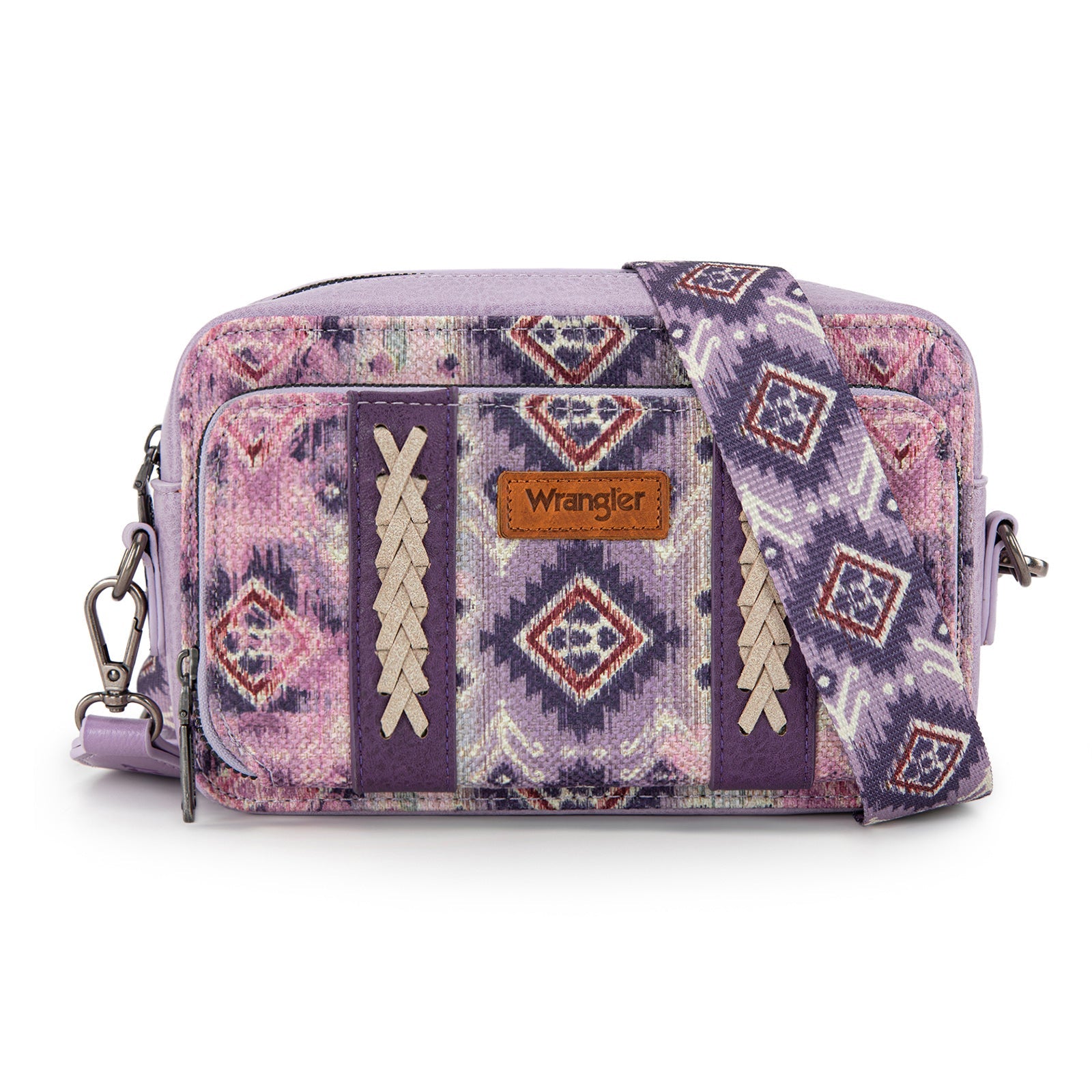 Wrangler Southwestern Pattern Dual Sided Print Crossbody Purse With Wallet Compartment