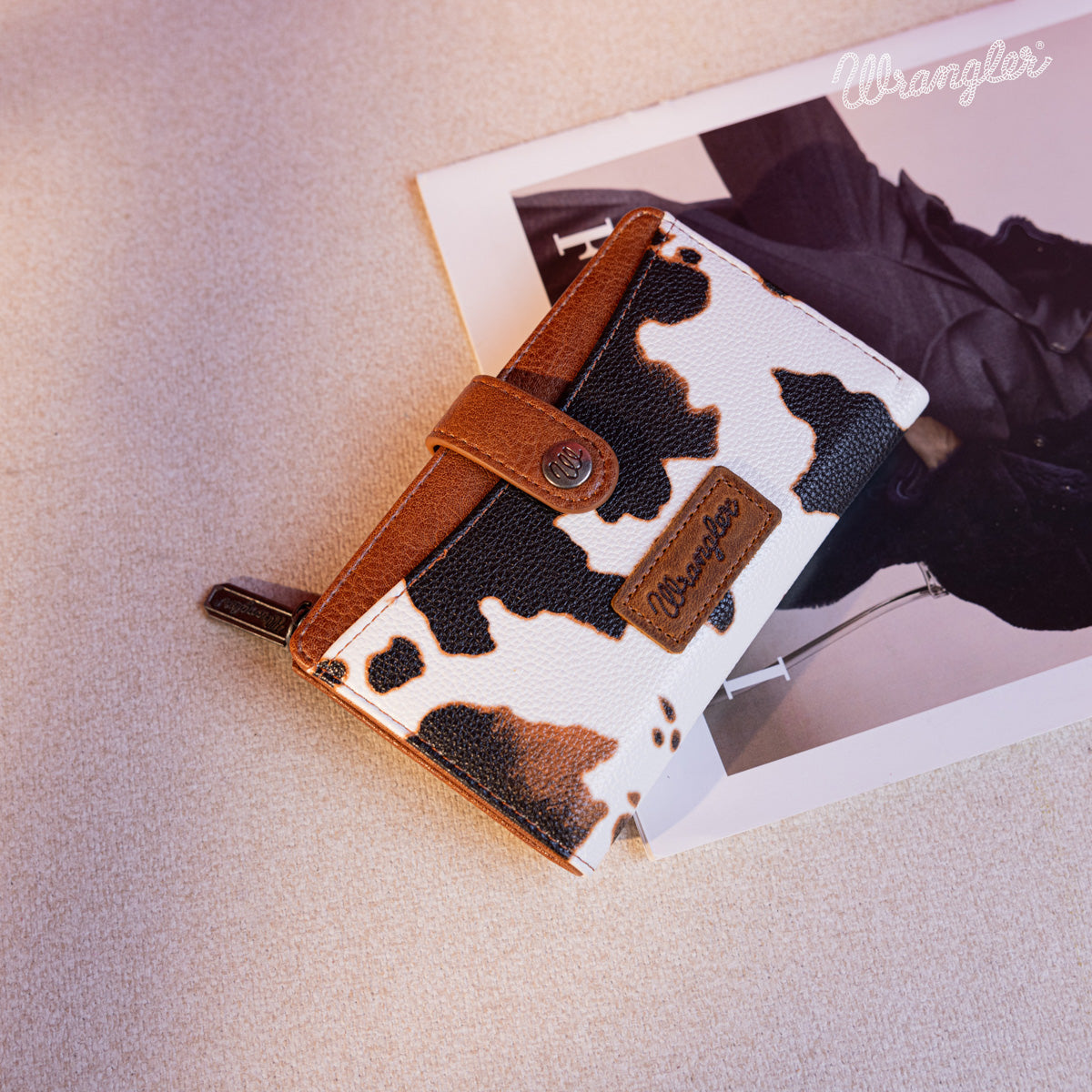 Wrangler Cow Print Button Wallet
