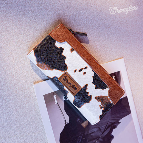 Wrangler Cow Print Zip Wallet