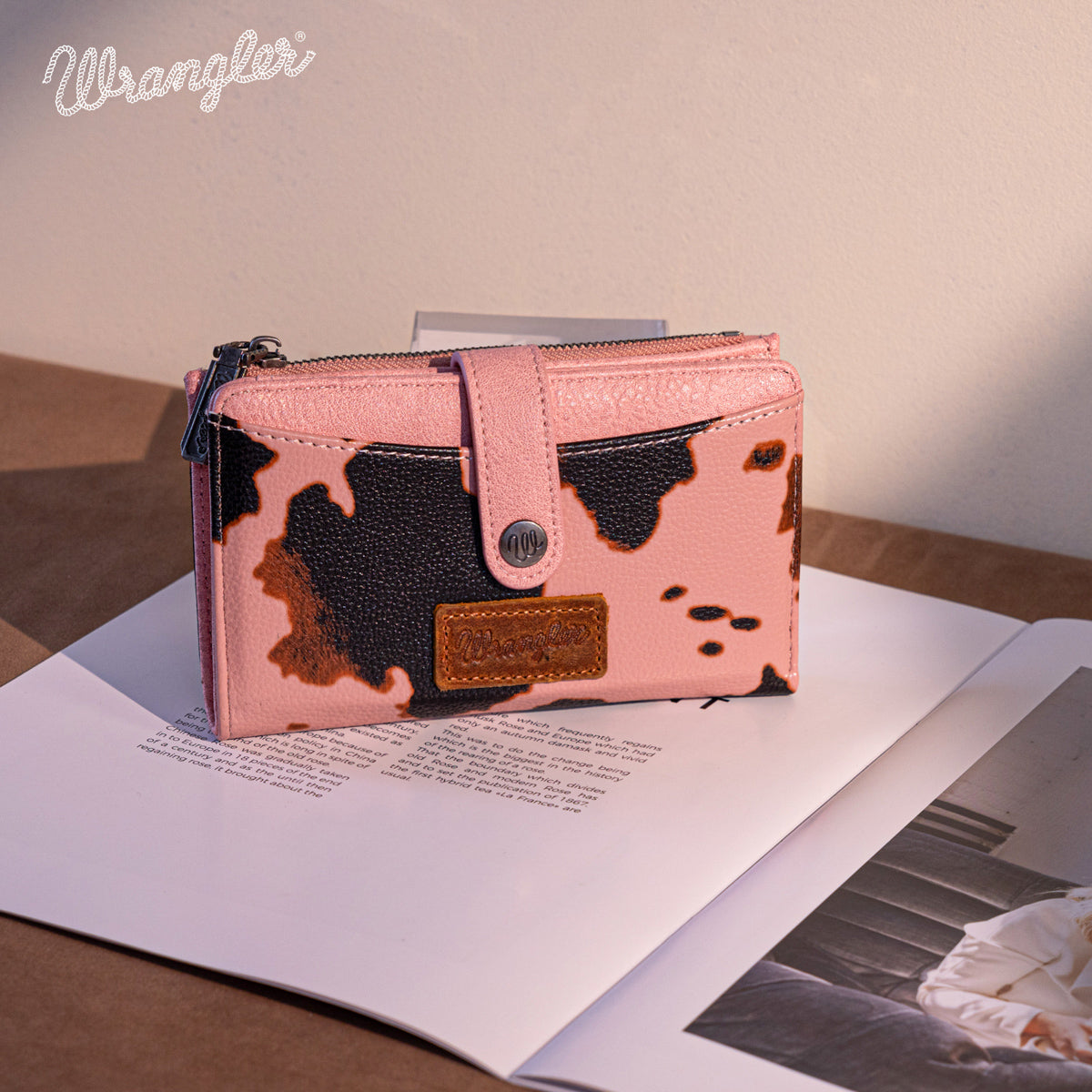 Wrangler Cow Print Button Wallet