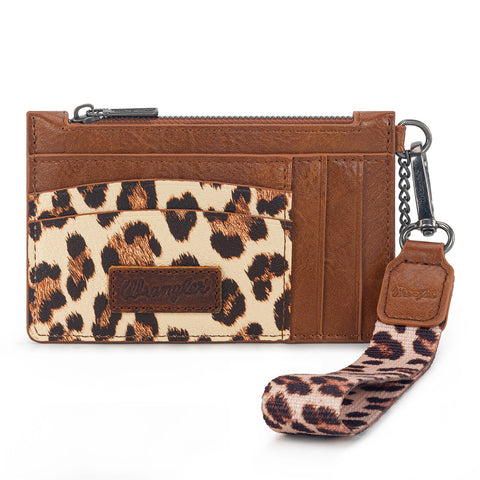 Wrangler Leopard Print Key Chain Wristlet Card Wallet