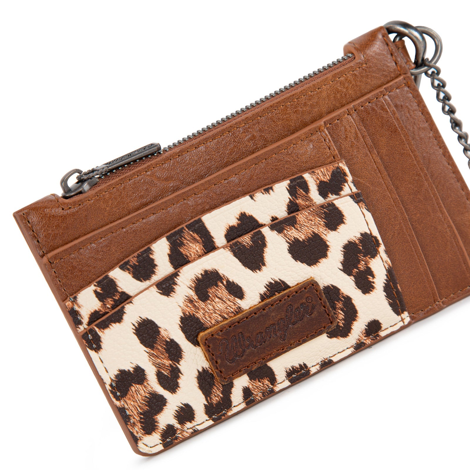 Wrangler Leopard Print Key Chain Wristlet Card Wallet