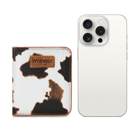 Wrangler Cow-Print Small BI-Fold Wallet RFID Card Holder
