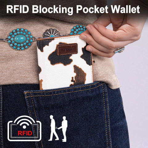 Wrangler Cow-Print Small BI-Fold Wallet RFID Card Holder