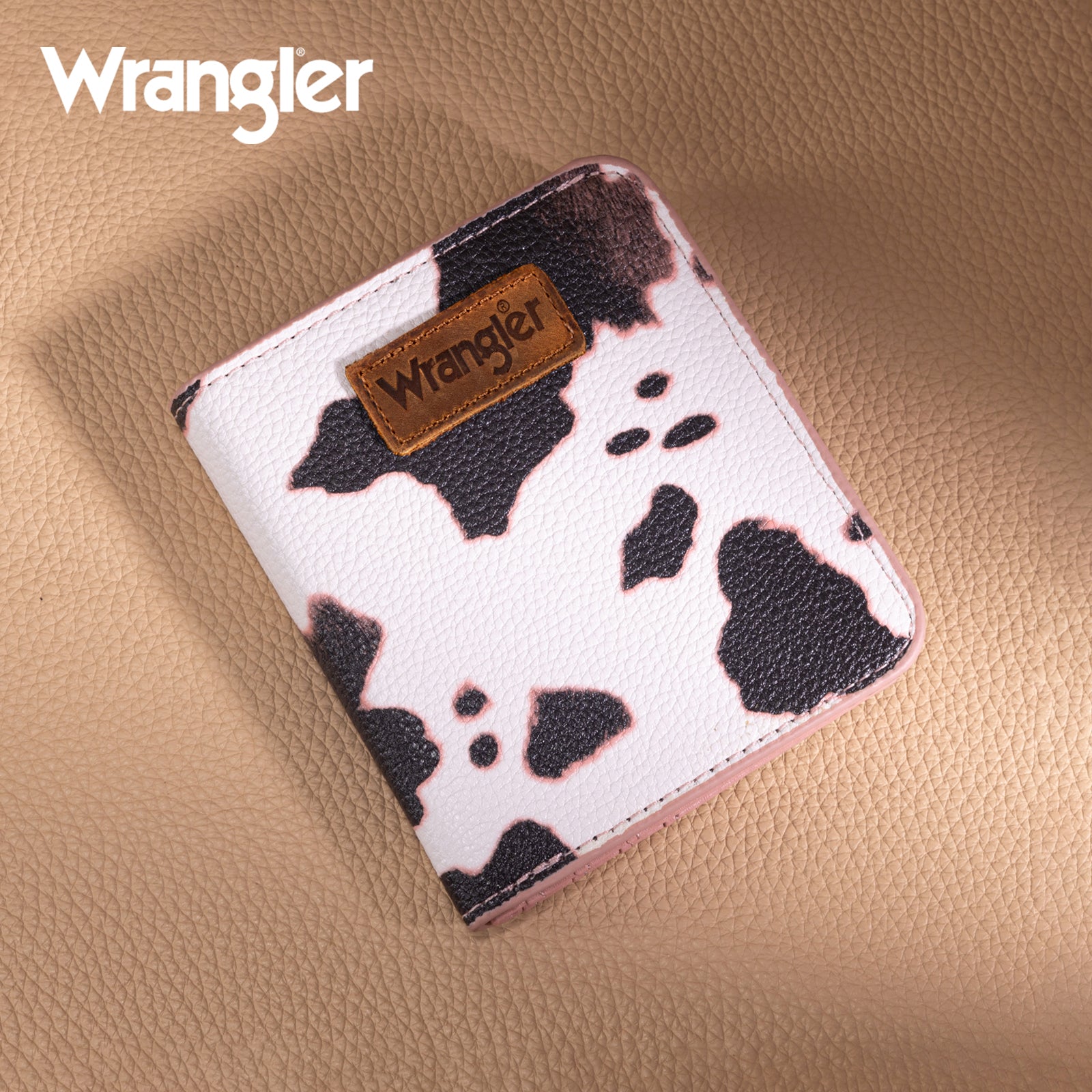 Wrangler Cow-Print Small BI-Fold Wallet RFID Card Holder