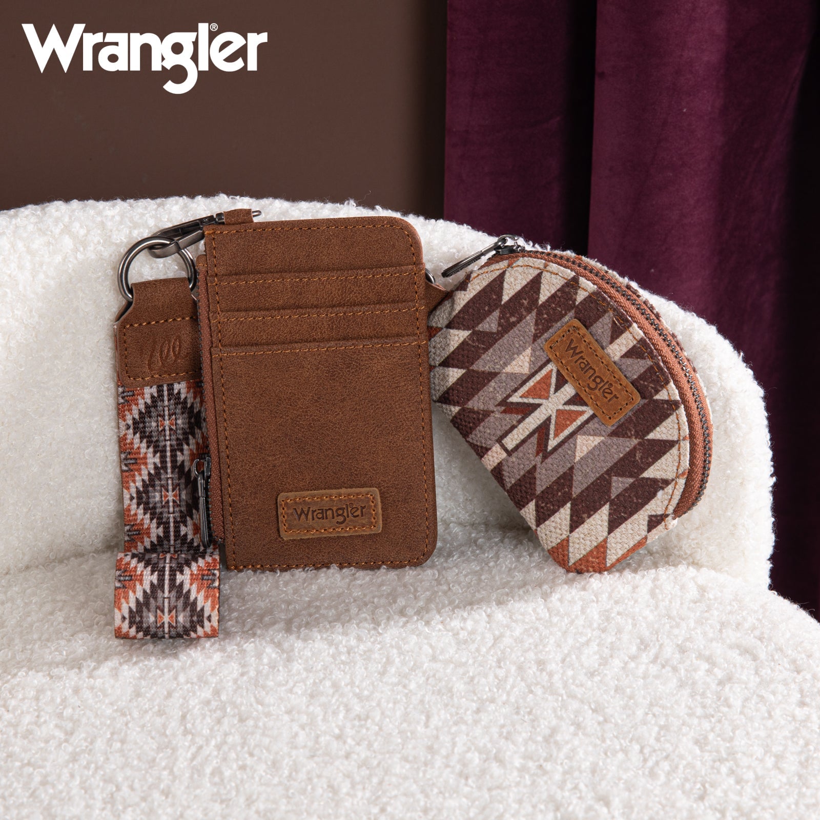 Wrangler Southwestern Art Print Dual Pouch Wristlet
