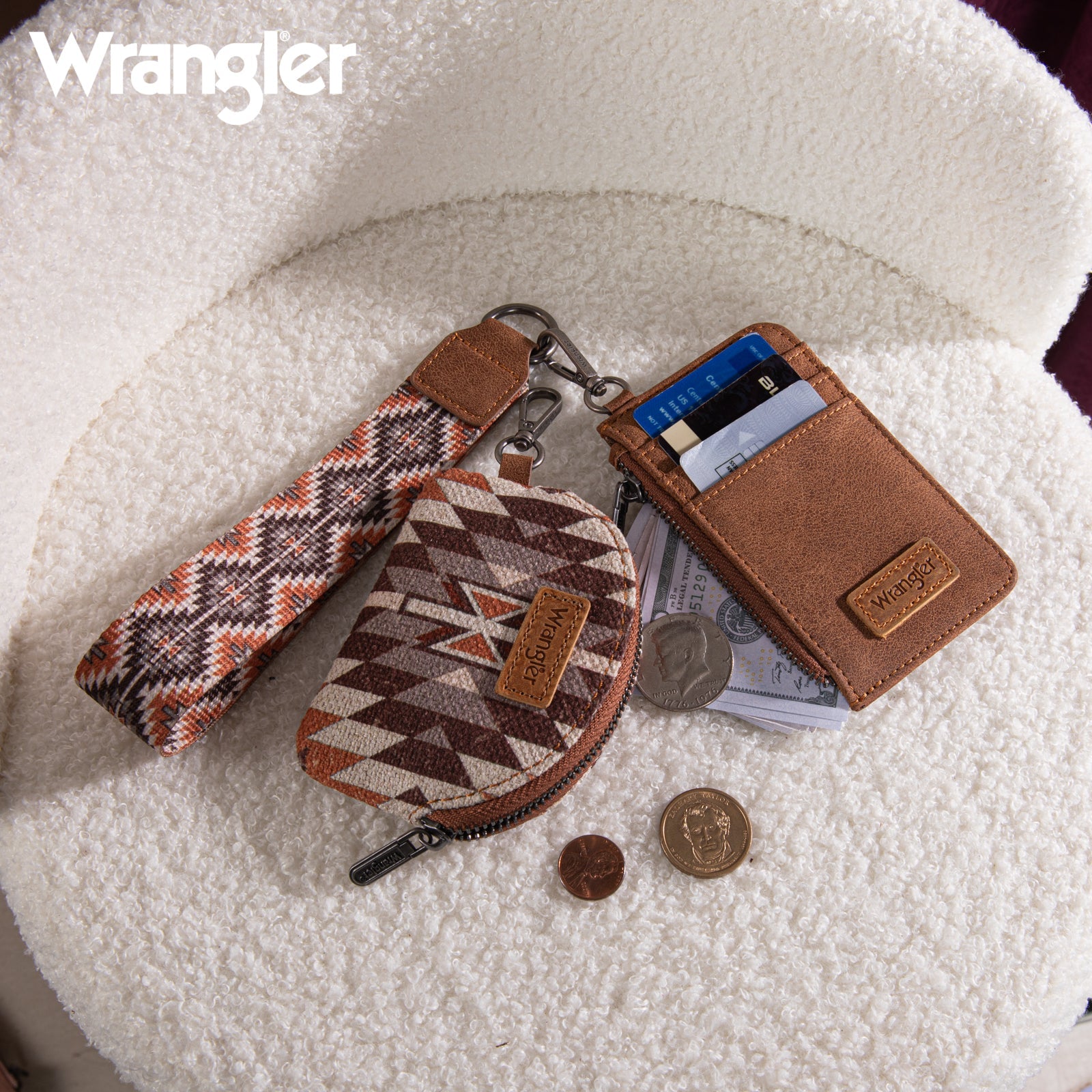Wrangler Southwestern Art Print Dual Pouch Wristlet