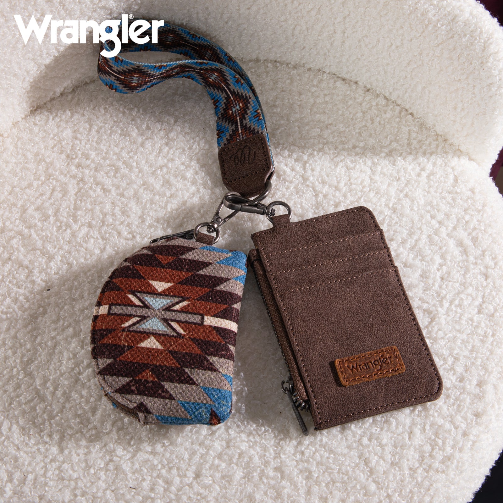 Wrangler Southwestern Art Print Dual Pouch Wristlet