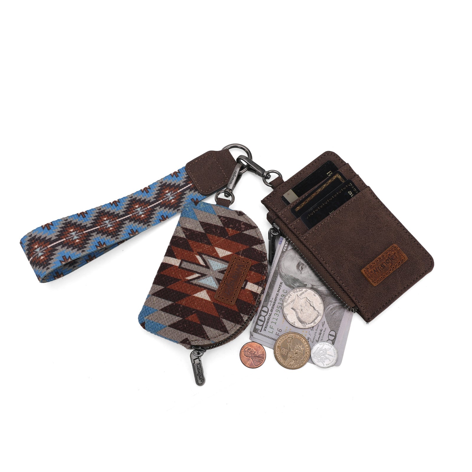 Wrangler Southwestern Art Print Dual Pouch Wristlet