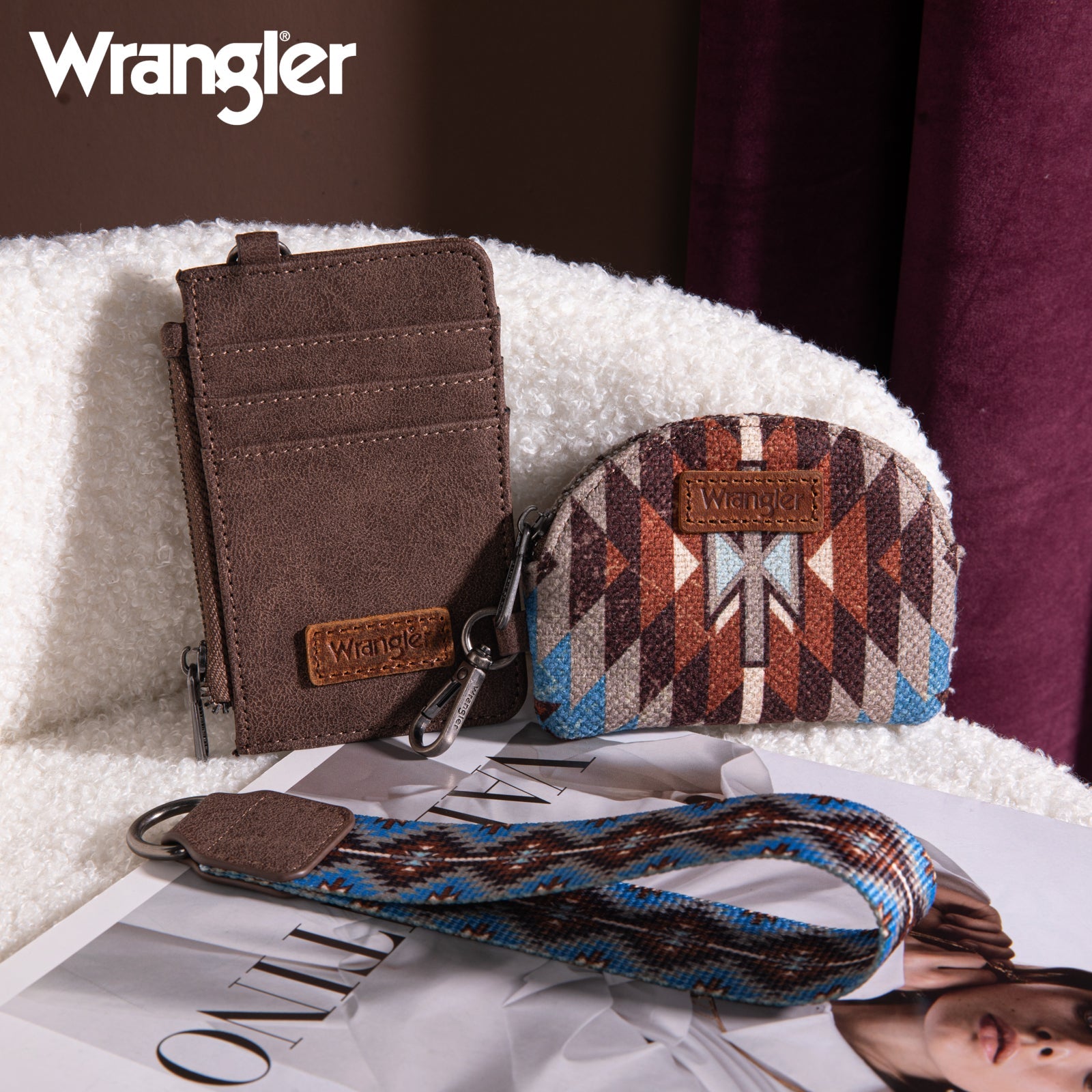 Wrangler Southwestern Art Print Dual Pouch Wristlet