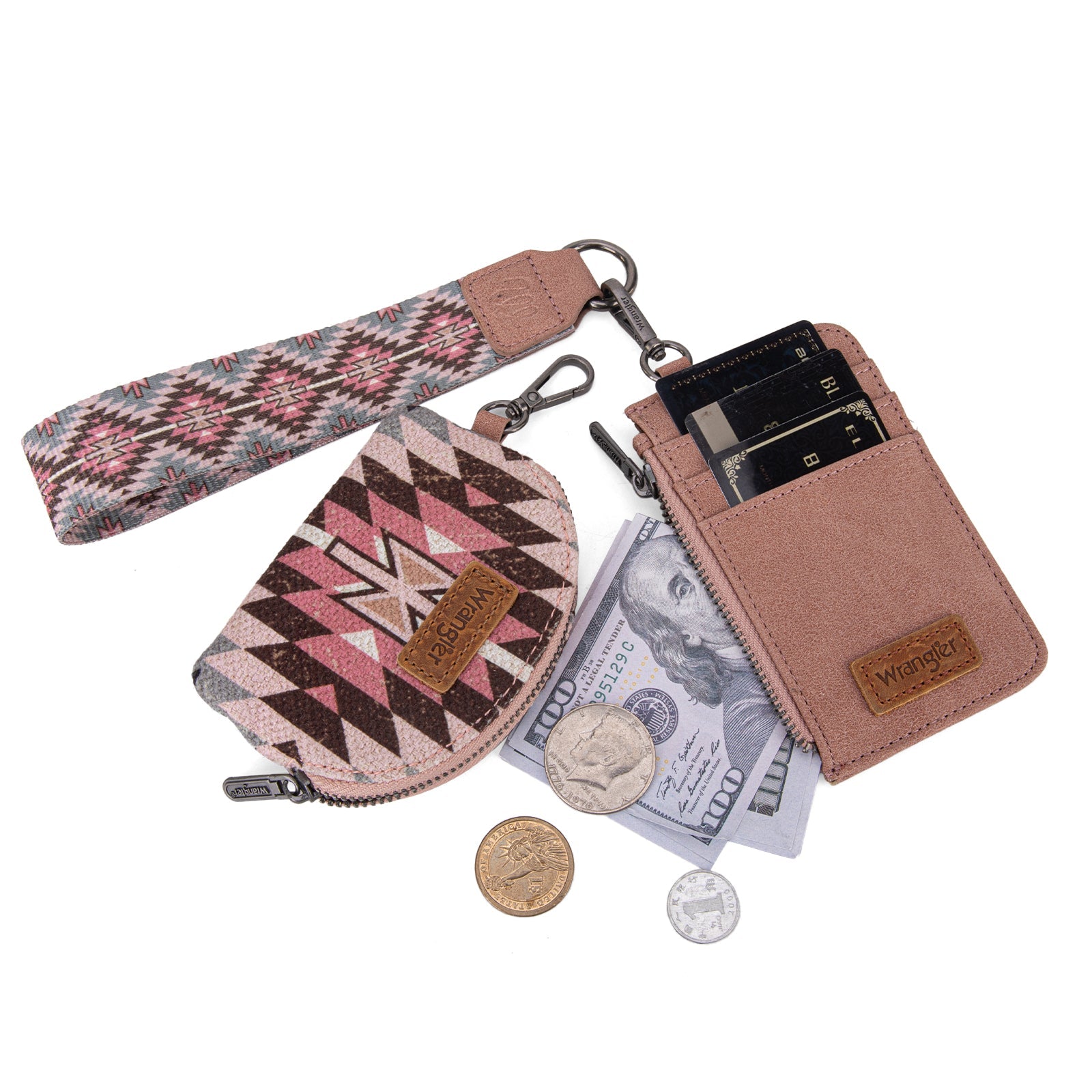 Wrangler Southwestern Art Print Dual Pouch Wristlet