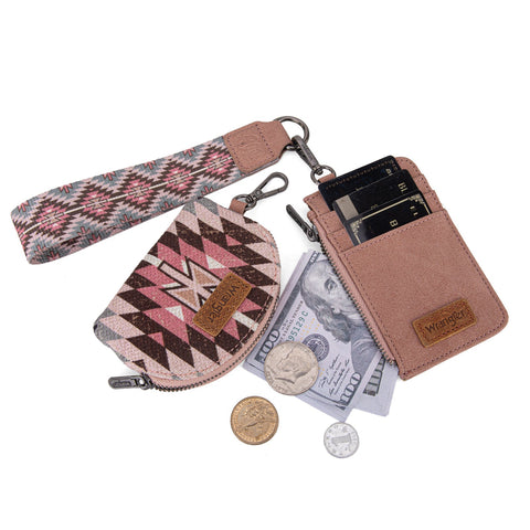 Wrangler Southwestern Art Print Dual Pouch Wristlet