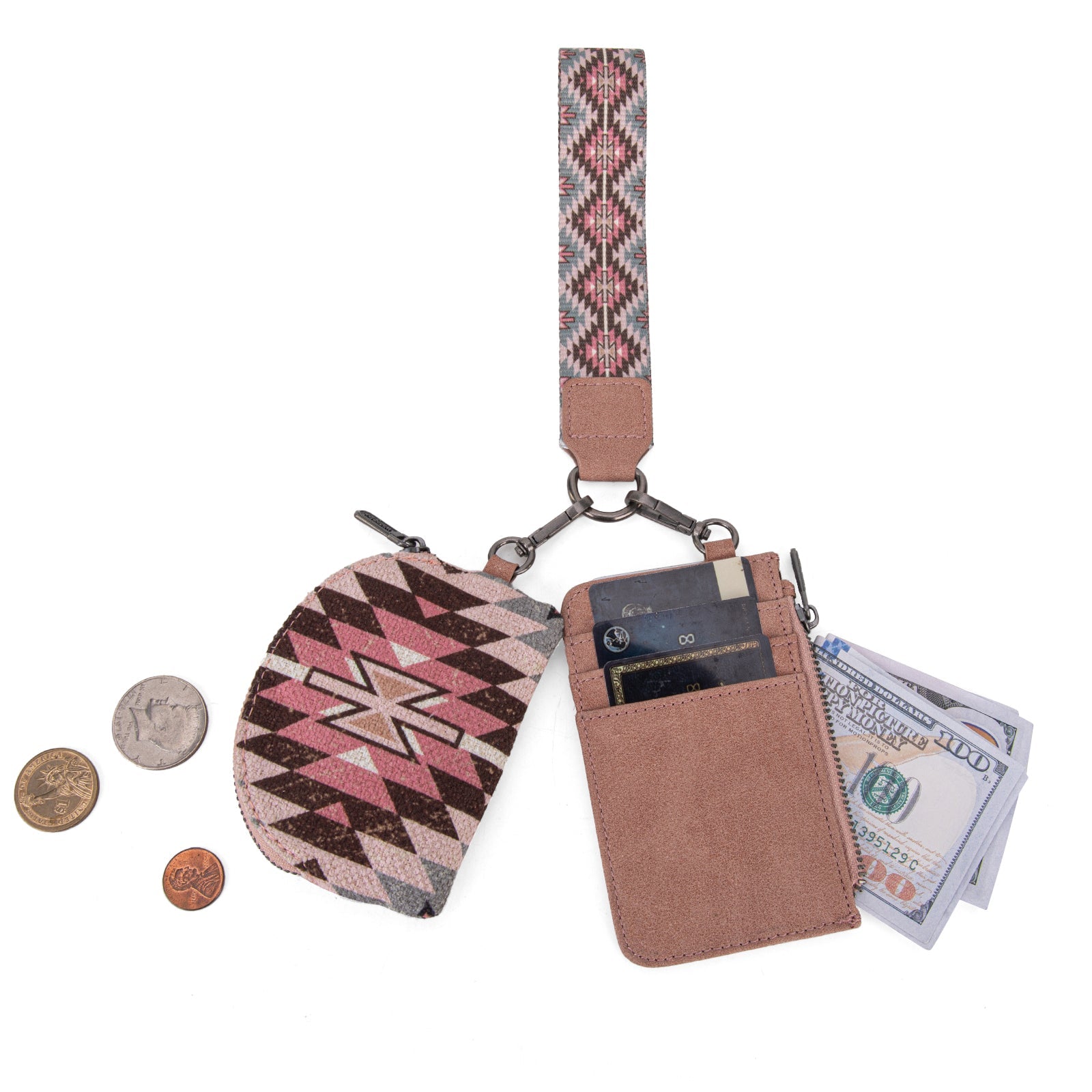 Wrangler Southwestern Art Print Dual Pouch Wristlet