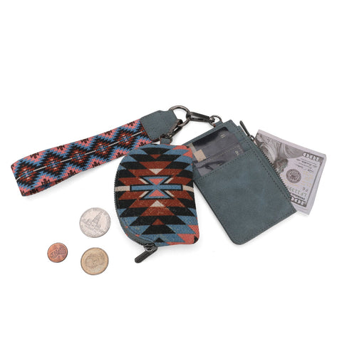 Wrangler Southwestern Art Print Dual Pouch Wristlet