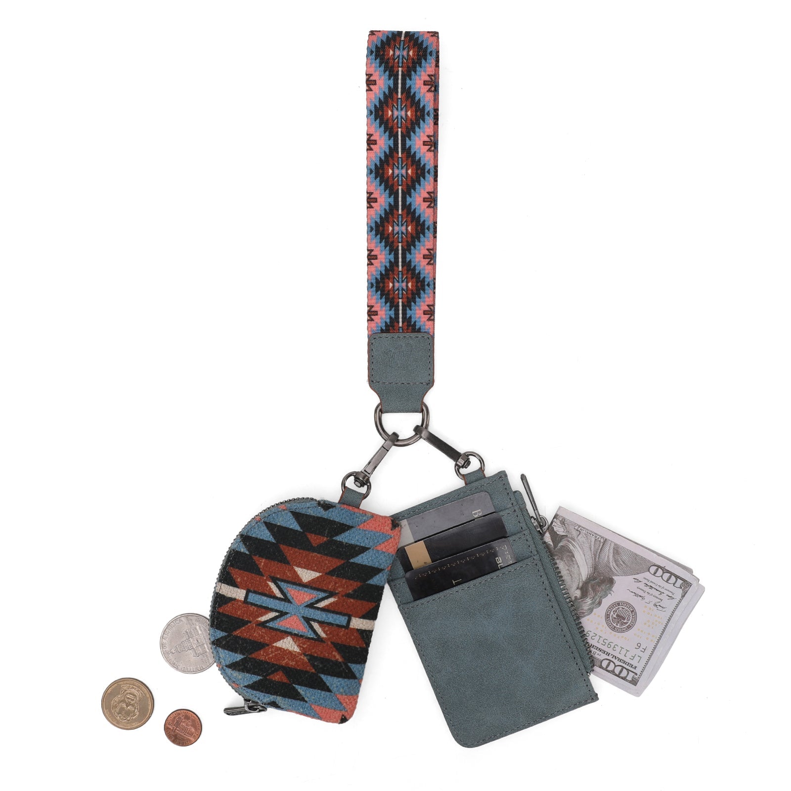 Wrangler Southwestern Art Print Dual Pouch Wristlet