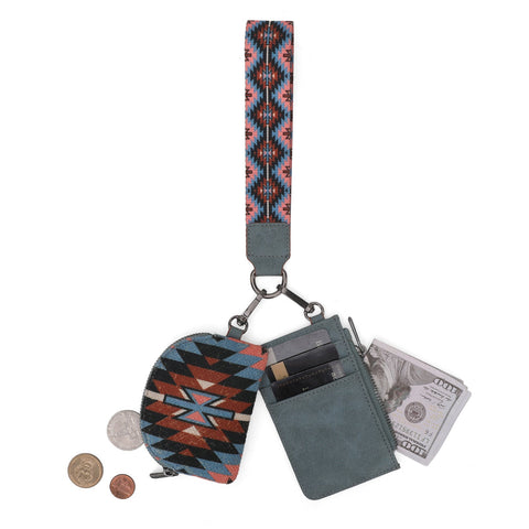 Wrangler Southwestern Art Print Dual Pouch Wristlet