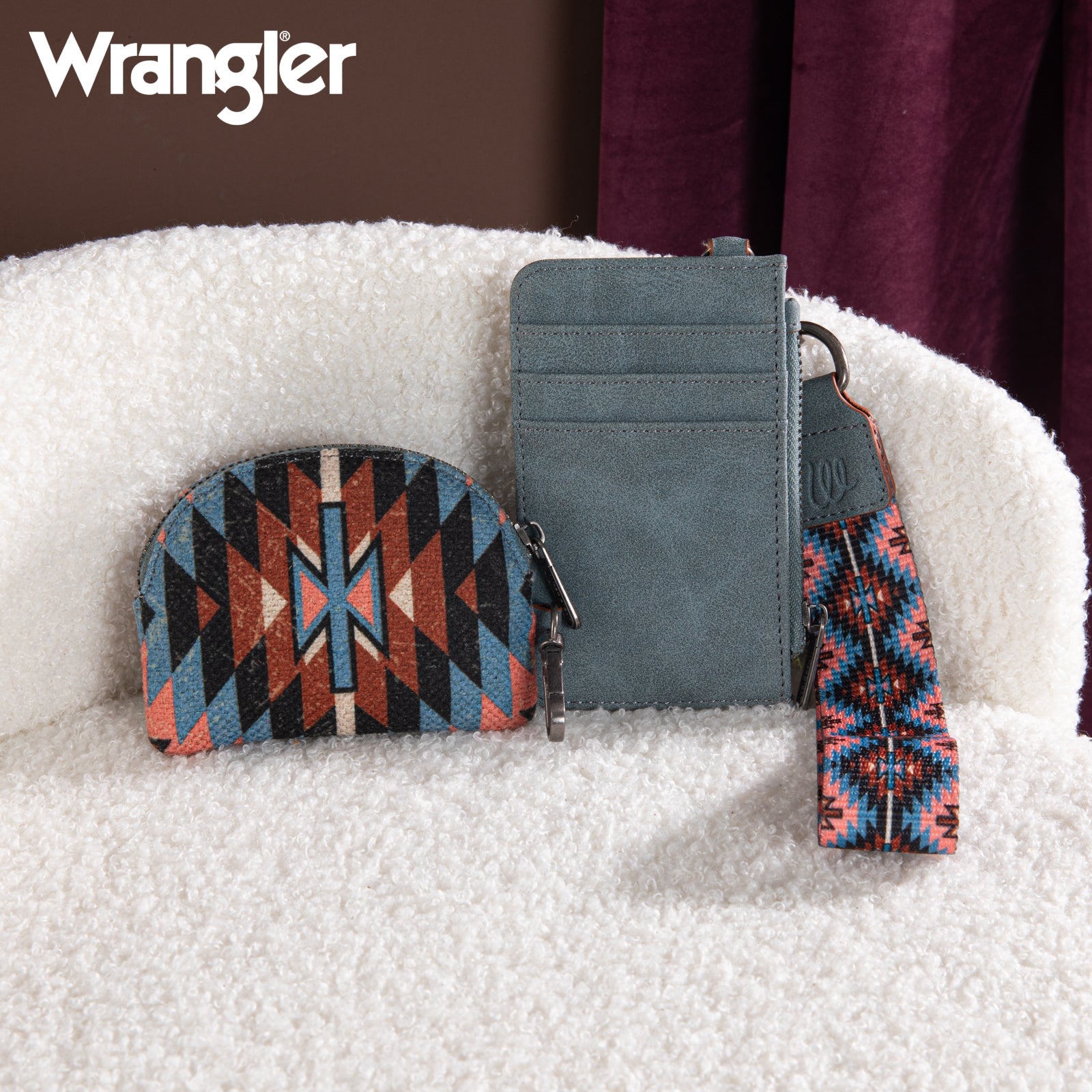 Wrangler Southwestern Art Print Dual Pouch Wristlet
