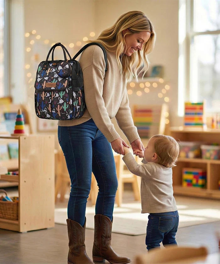 Wrangler Leopard Print Diaper Bag in Black