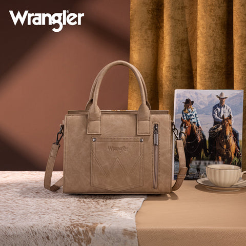 Wrangler Tooled Aztec Pattern Print Concealed Carry Tote/Crossbody